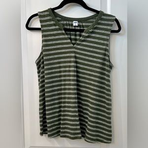 Old Navy sleeveless top in green with white stripes; Size Medium